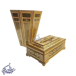 ست جا دستمال و سطل خاتم کاری مدل صلیبی - سوغات مادرجون