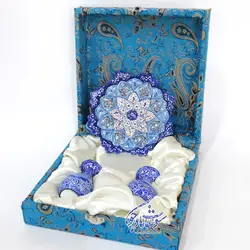 باکس هدیه دو گلدان میناکاری نقلی و بشقاب مینا کاری