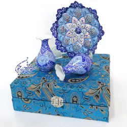 باکس هدیه دو گلدان میناکاری نقلی و بشقاب مینا کاری