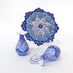 باکس هدیه دو گلدان میناکاری نقلی و بشقاب مینا کاری
