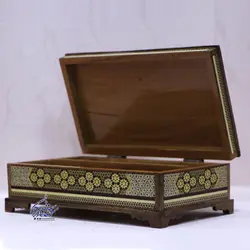 ست جعبه دستمال کاغذی و کارد و چنگال خاتم کاری اعلا مدل صلیبی - سوغات مادرجون
