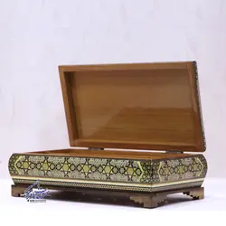 ست جعبه دستمال کاغذی و کارد و چنگال خاتم کاری اعلا مدل توپی - سوغات مادرجون