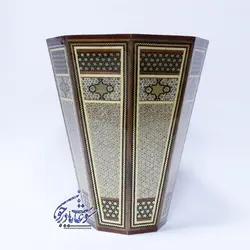 ست جعبه دستمال کاغذی و کارد و چنگال و سطل خاتم کاری اعلا مدل توپی - سوغات مادرجون