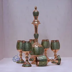 سرویس شربتخوری مس و خاتم سایز بزرگ