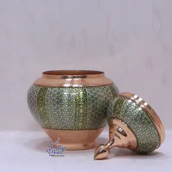 قندان سیبی مس و خاتم بزرگ - سوغات مادرجون