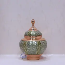 قندان سیبی مس و خاتم متوسط