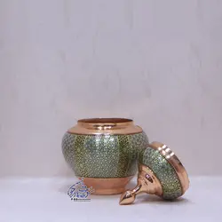 قندان سیبی مس و خاتم متوسط