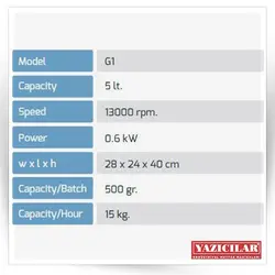 آسیاب صنعتی ادویه جات (عطاری) 5 لیتری yazicilar مدل G01                                               مدل : TB-G01 Grinder