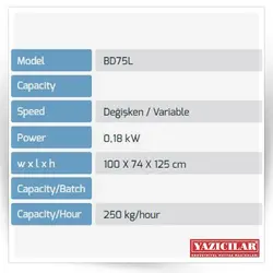 دستگاه همه کاره خردکن انواع سالاد و سبزیجات YAZICILARمدل BD75L                                                مدل : TB-Yazi-BD75L