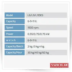 کاتر میکسر و غذا ساز 6 و 9 و 11 لیتری سری DES یازی چیلار ترکیه                                               مدل : DES Line