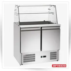 کانتر سرد سالاد دو درب 90 سانتی 2 گلن 1/1 و 3 لگن 1/6 با نمای شیشه ای مدل S900SQ                                             مدل : TB-Arisco-S900SQ