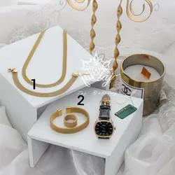 ست دستبند انگشتر و گردبند توری/ساعت