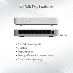 NETGEAR GS608 8-Port Gigabit Ethernet Unmanaged Switch