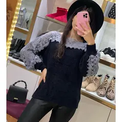 بافت موهر یقه دانتل