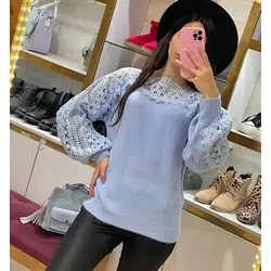 بافت موهر یقه دانتل