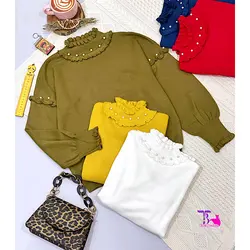 بافت یقه اسکی مرواریدی