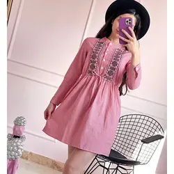 پیراهن گلدوزی جلودکمه