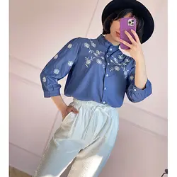 شومیز جین گلدوزی
