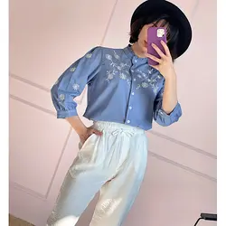 شومیز جین گلدوزی