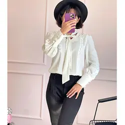 شومیز سفید کراواتی