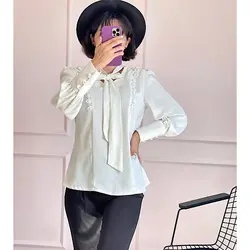 شومیز سفید کراواتی