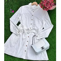 پیراهن جلودکمه خامه دوزی