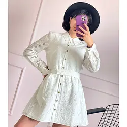 پیراهن جلودکمه خامه دوزی