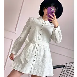 پیراهن جلودکمه خامه دوزی