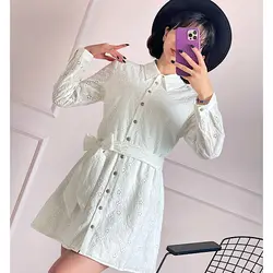 پیراهن جلودکمه خامه دوزی