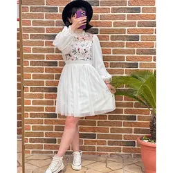 پیراهن سفید توری گلدوزی