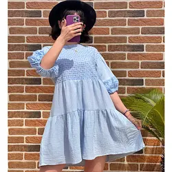 پیراهن خامه دوزی آبی