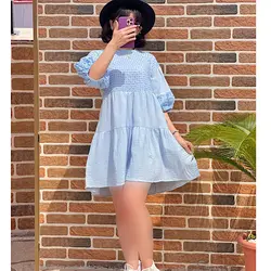 پیراهن خامه دوزی آبی