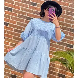 پیراهن خامه دوزی آبی