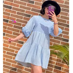 پیراهن خامه دوزی آبی