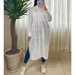 پیراهن خامه دوزی بلند جلودکمه