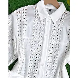 پیراهن خامه دوزی بلند جلودکمه