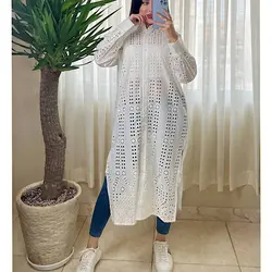 پیراهن خامه دوزی بلند جلودکمه