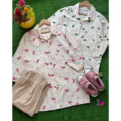 مانتو لینن فلامینگو و کاکتوس