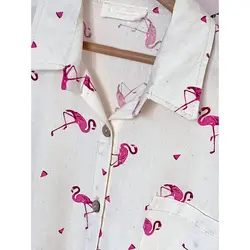 مانتو لینن فلامینگو و کاکتوس