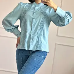 شومیز خامه دوزی آبی