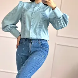 شومیز خامه دوزی آبی