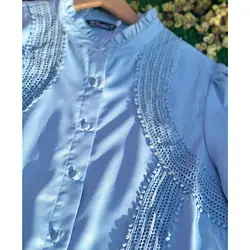 شومیز خامه دوزی آبی