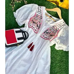 پیراهن سفید آینه کاری