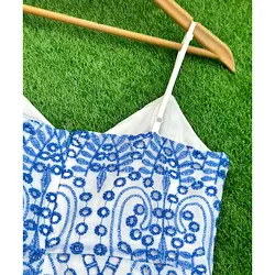 پیراهن خامه دوزی آبی