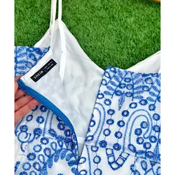 پیراهن خامه دوزی آبی