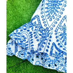 پیراهن خامه دوزی آبی