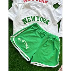 ست کراپ شلوارک NEW YORK