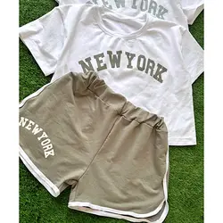 ست کراپ شلوارک NEW YORK