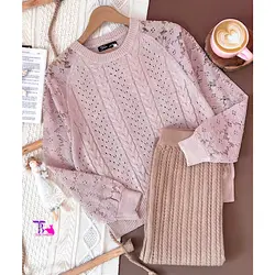 بافت آستین گیپوری صورتی