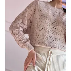 بافت آستین گیپوری صورتی